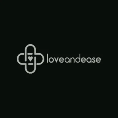 Love and Ease wordmark on a dark graphite blueprint card